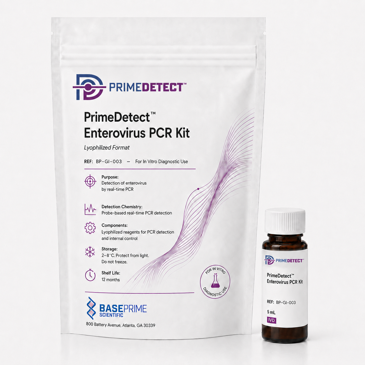 PrimeDetect™ Enterovirus PCR Kit — PrimeDetect™ lyophilized PCR kit packaging