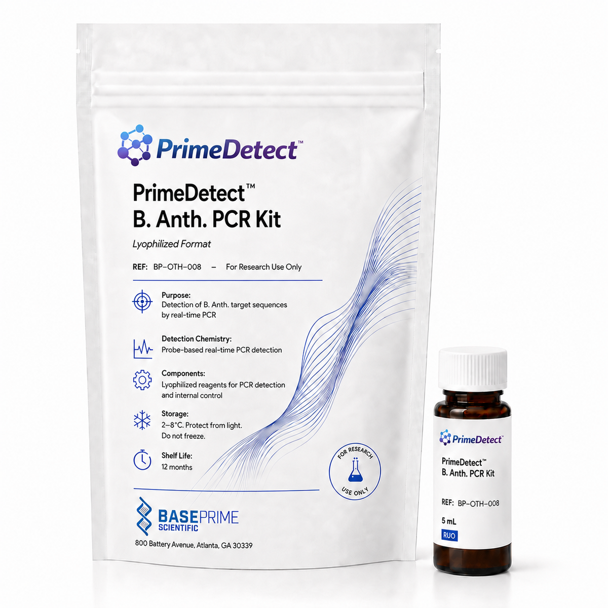 PrimeDetect™ Bacillus Anthracis PCR Kit — PrimeDetect™ lyophilized PCR kit packaging