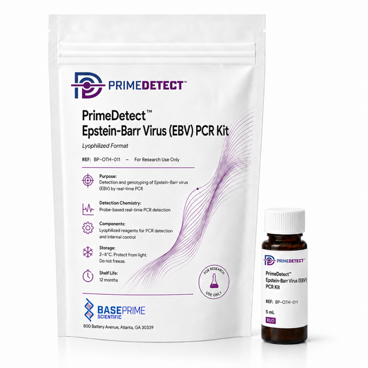 PrimeDetect™ Epstein-Barr Virus (EBV) PCR Kit — PrimeDetect™ lyophilized PCR kit packaging
