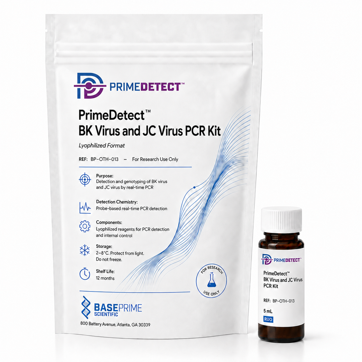 PrimeDetect™ BK virus and JC virus PCR Kit — PrimeDetect™ lyophilized PCR kit packaging