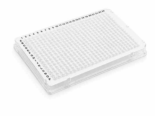 purePRIME™ 384-well, 40 µL full-skirted PCR plate with clear frame, white wells, and dual-notch configuration for high-throughput PCR and qPCR workflows.