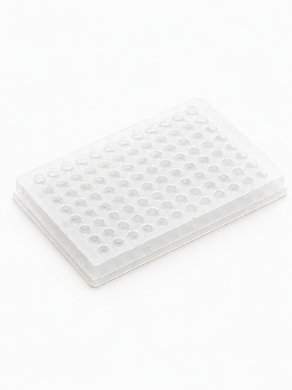 purePRIME™ 96-well, 100 µL half-skirted clear PCR plate designed for standard PCR and qPCR thermal cycling workflows.