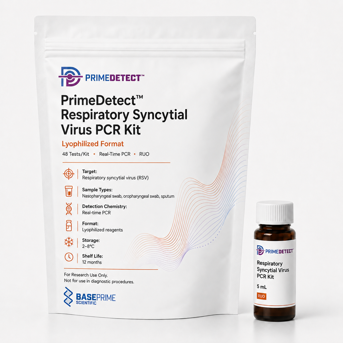 PrimeDetect™ Respiratory Syncytial Virus PCR Kit — PrimeDetect™ lyophilized PCR kit packaging