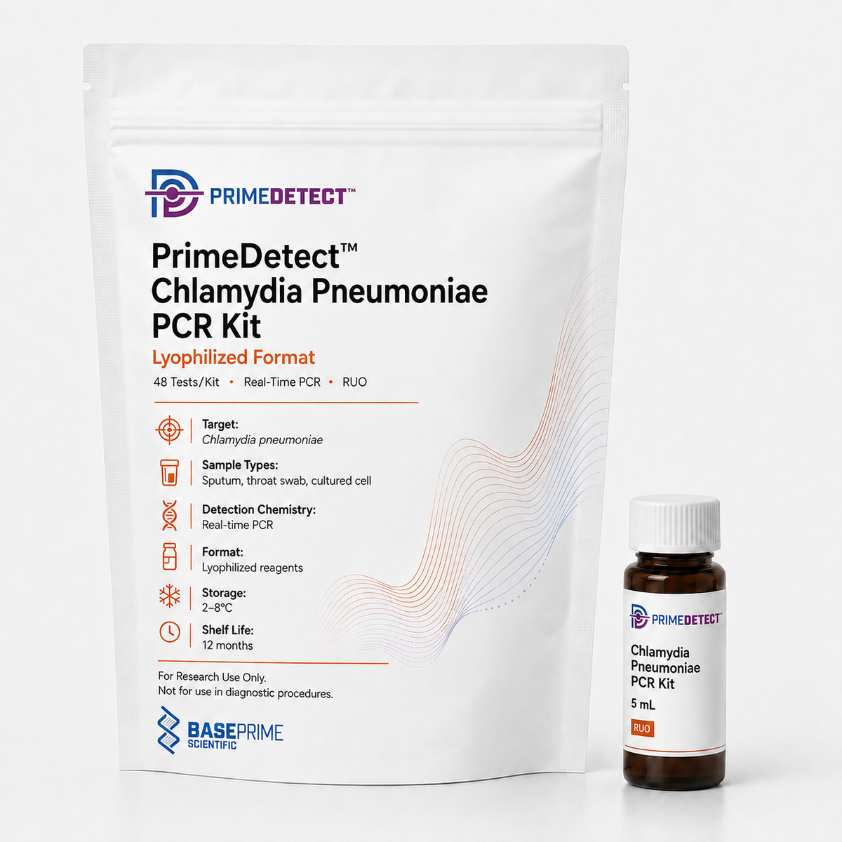 PrimeDetect™ Chlamydia Pneumoniae PCR Kit — PrimeDetect™ lyophilized PCR kit packaging
