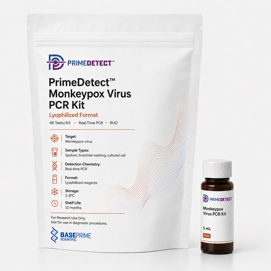 PrimeDetect™ Monkeypox Virus PCR Kit — PrimeDetect™ lyophilized PCR kit packaging